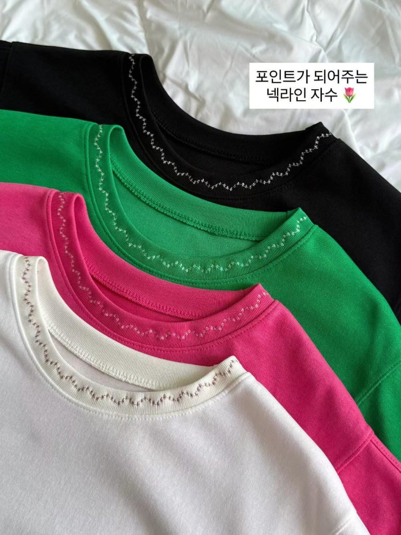 氣質百搭系列★有巧思刺繡圓領棉T