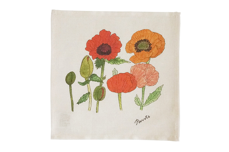 fog linen work - ISABELLE BOINOT 迷你手帕 No.10 罌粟花