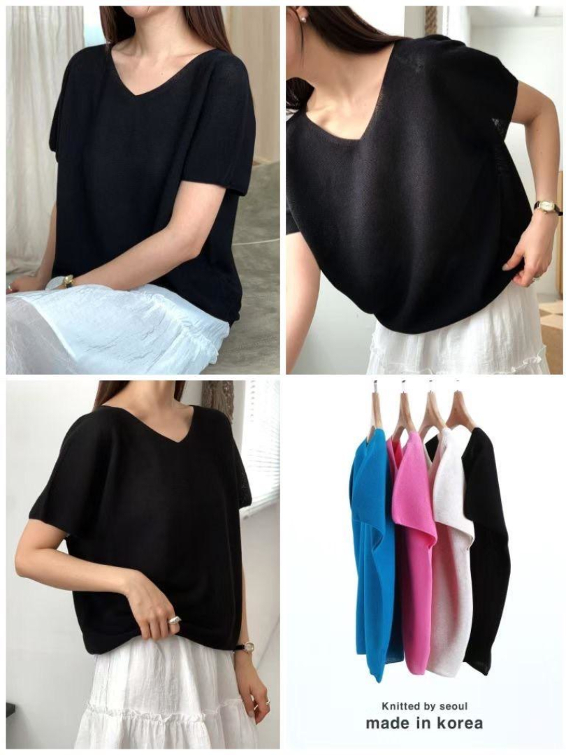 顯瘦氣質百搭款★親膚針織V領上衣