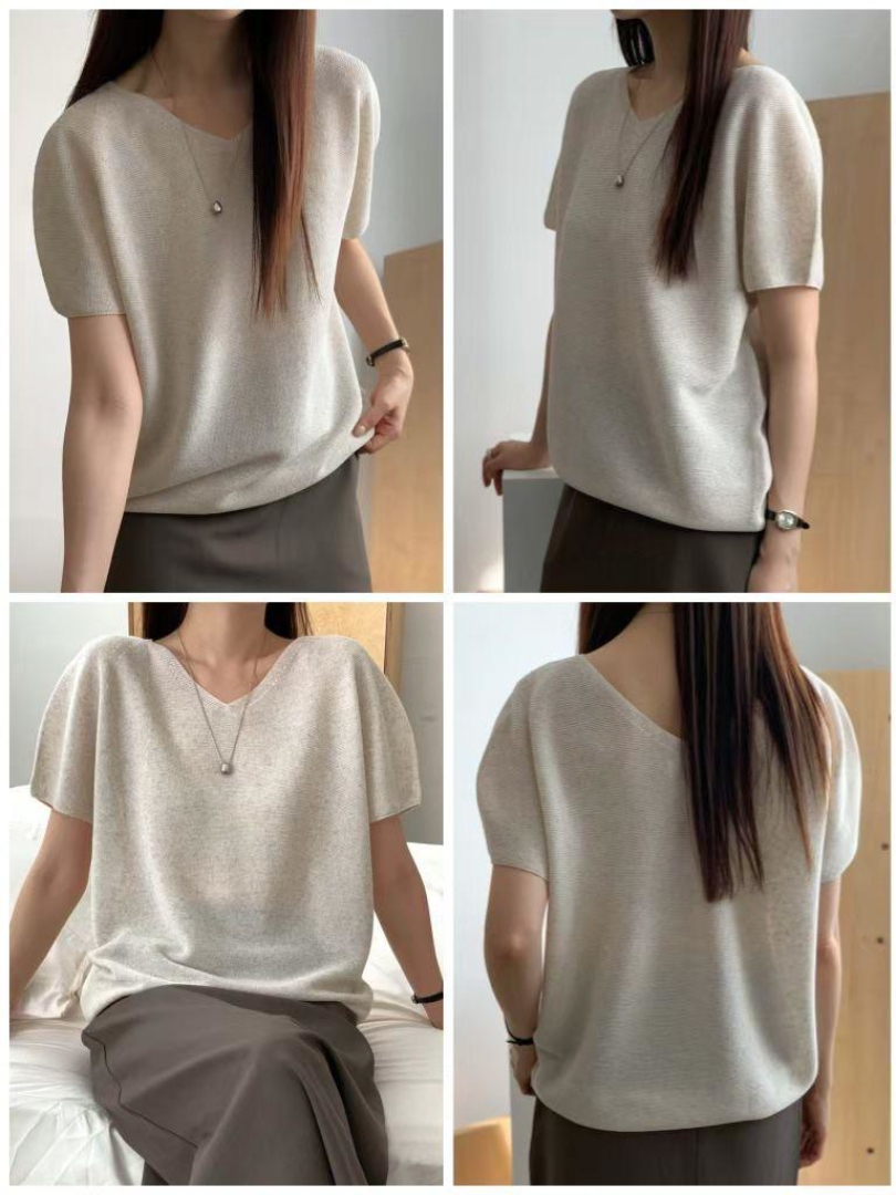 顯瘦氣質百搭款★親膚針織V領上衣