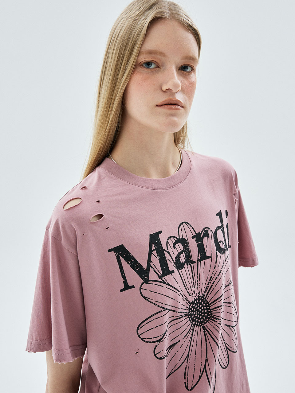 Mardi Mercredi TSHIRT FLOWERMARDI CRACKED DESTROYED