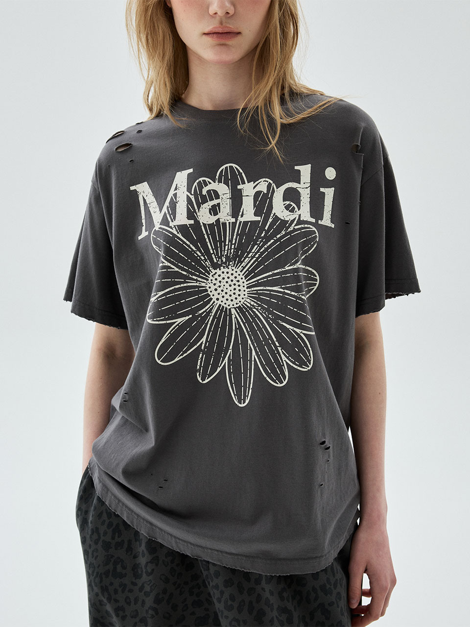 Mardi Mercredi TSHIRT FLOWERMARDI CRACKED DESTROYED