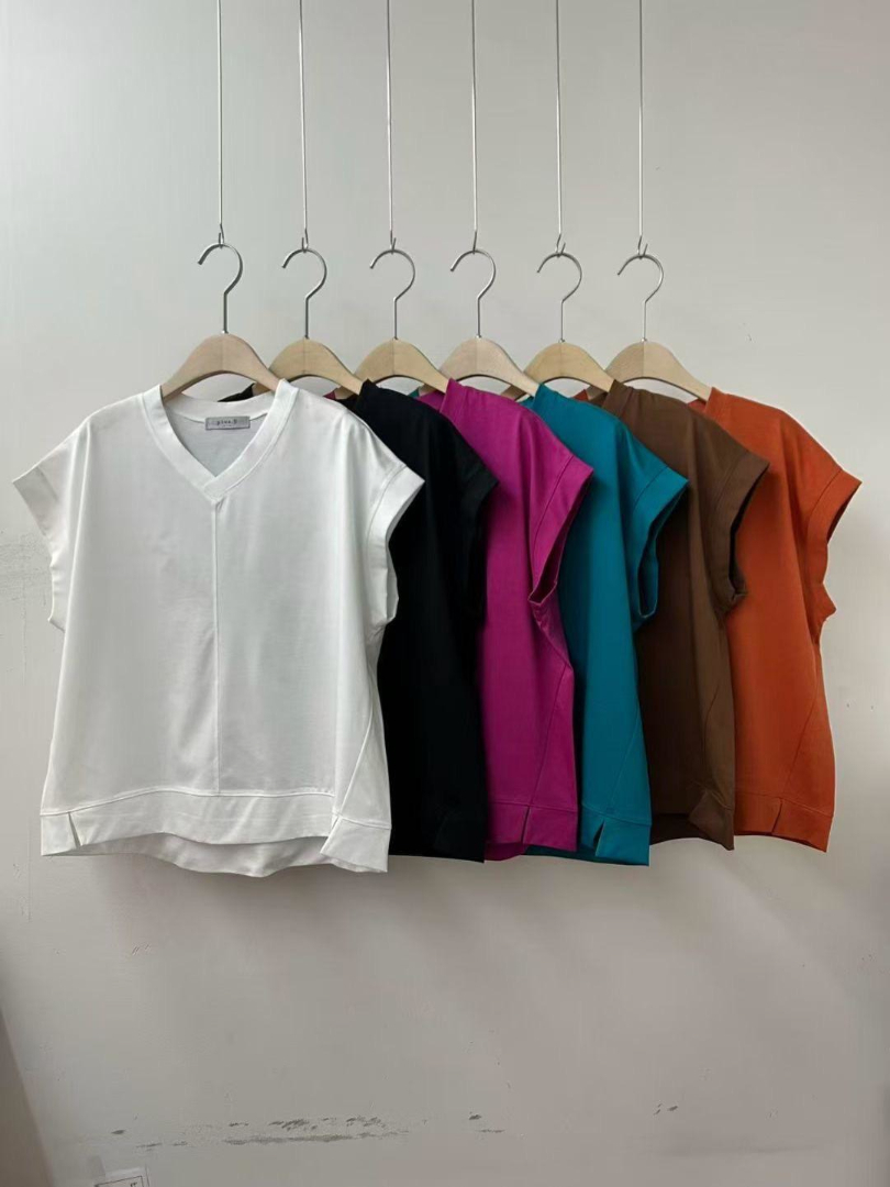 氣質百搭款★涼感V領包袖上衣