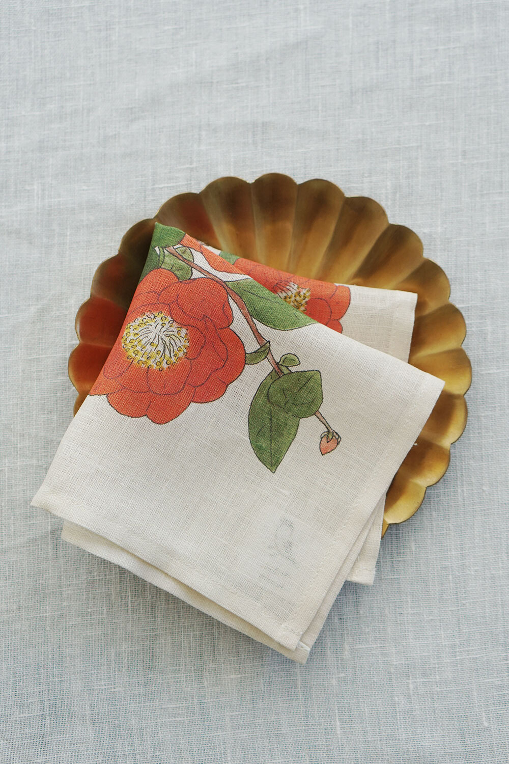 fog linen work - ISABELLE BOINOT 迷你手帕 No.12 山茶花