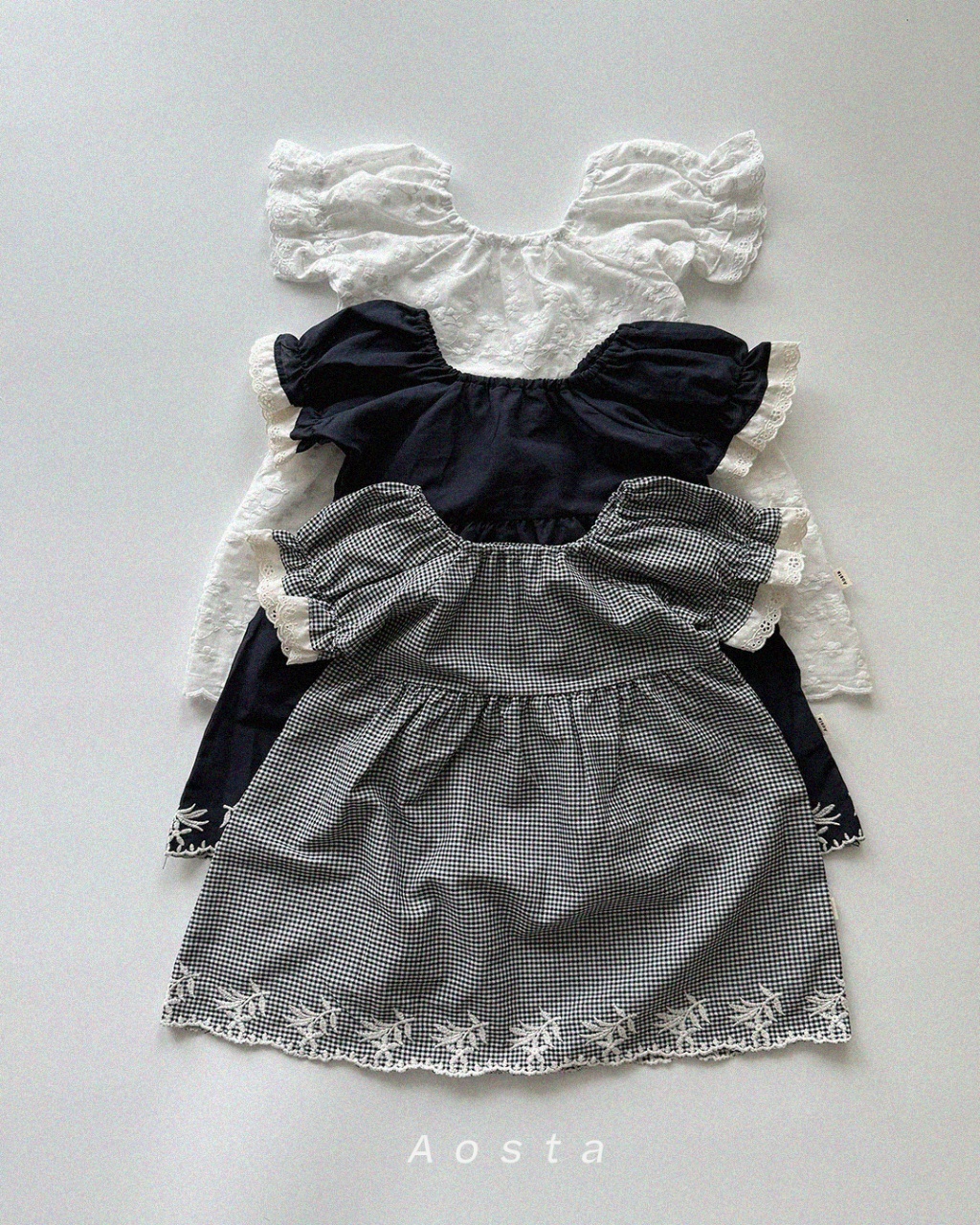 韓國🇰🇷Aosta 蕾絲花邊袖洋裝(S-XXL)