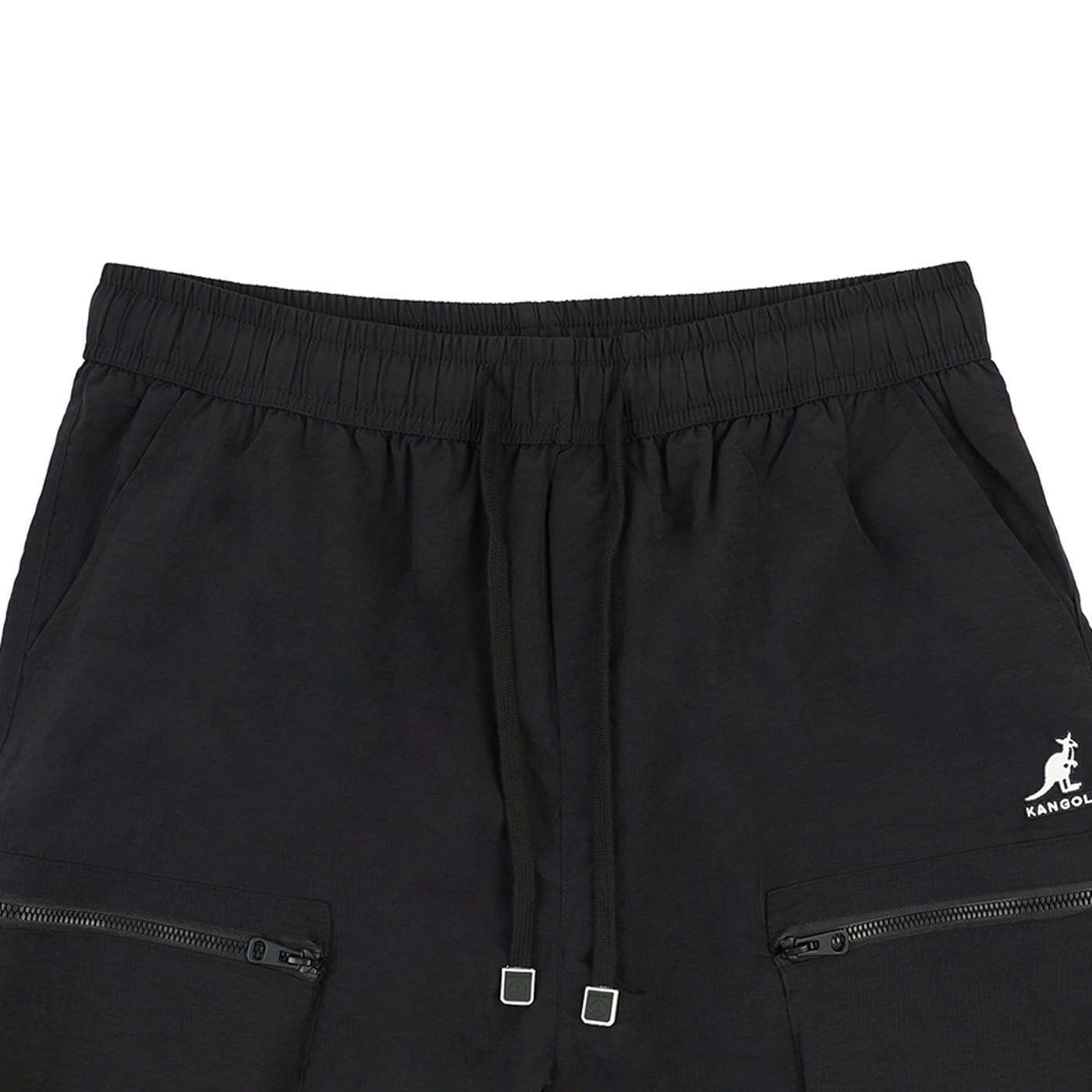 男女款 KANGOL PANTS 黑色 英國 袋鼠 休閒 拉鍊 中性 多袋 工裝 短褲【6625152220】