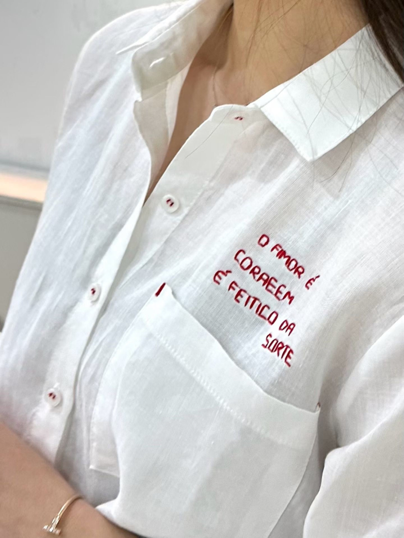 輕盈透氣系列★法式刺繡棉麻襯衫