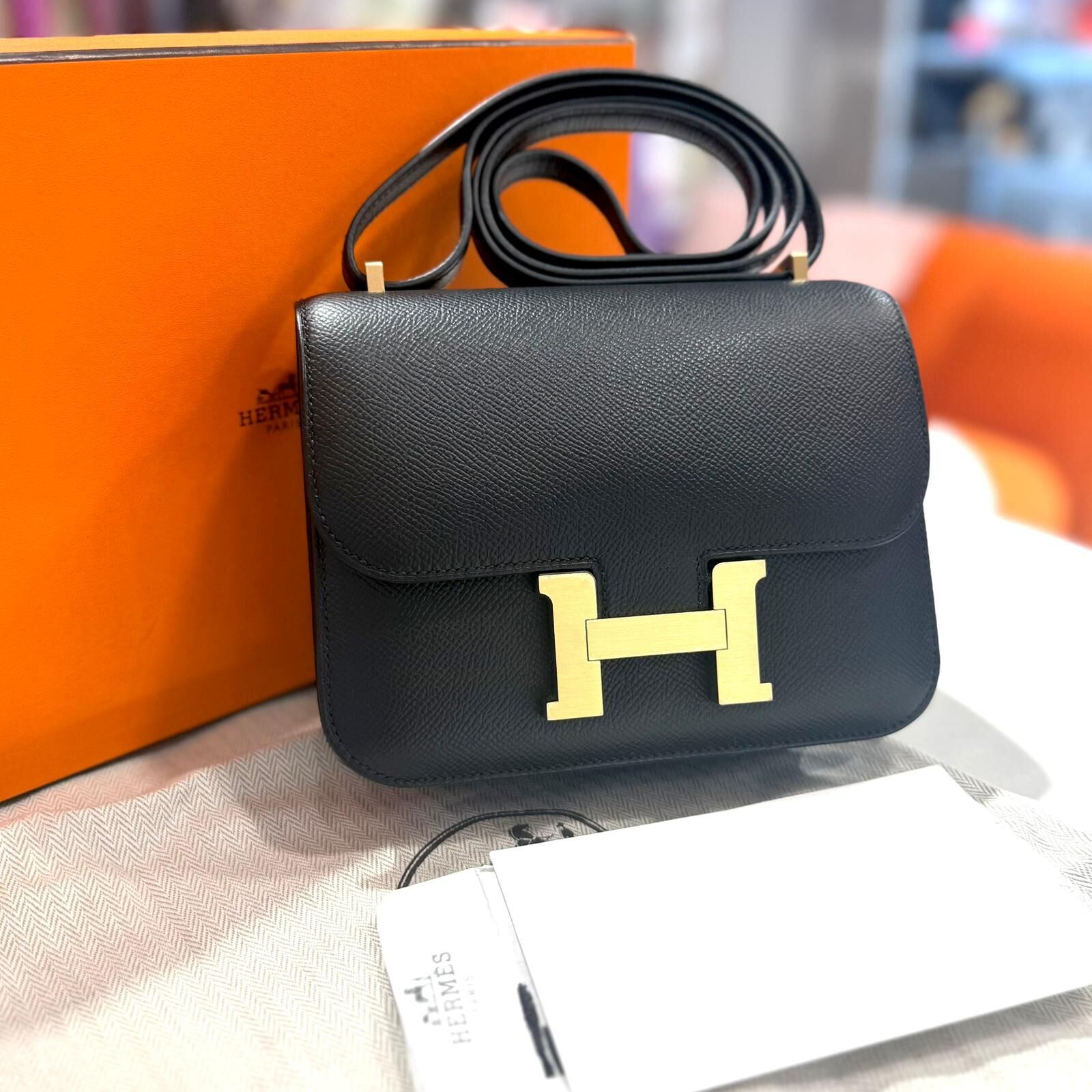 全新HERMES MINI CONSTANCE  K刻 黑色磨砂金扣 EPSOM皮 89 NOIR GHW #BRAND NEW #香榭站正品