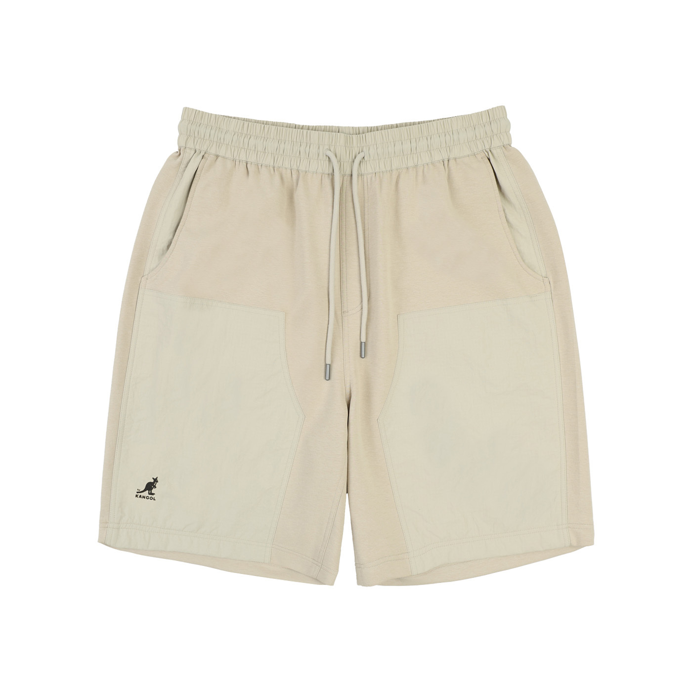 男女款 KANGOL PANTS 黑色 淺卡其 英國 袋鼠 休閒 中性 拼接 工裝 短褲【66251503】