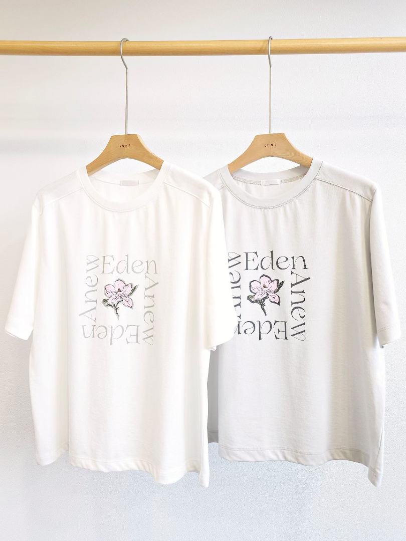 文青設計感印花上衣★Eden花卉字母短袖棉T