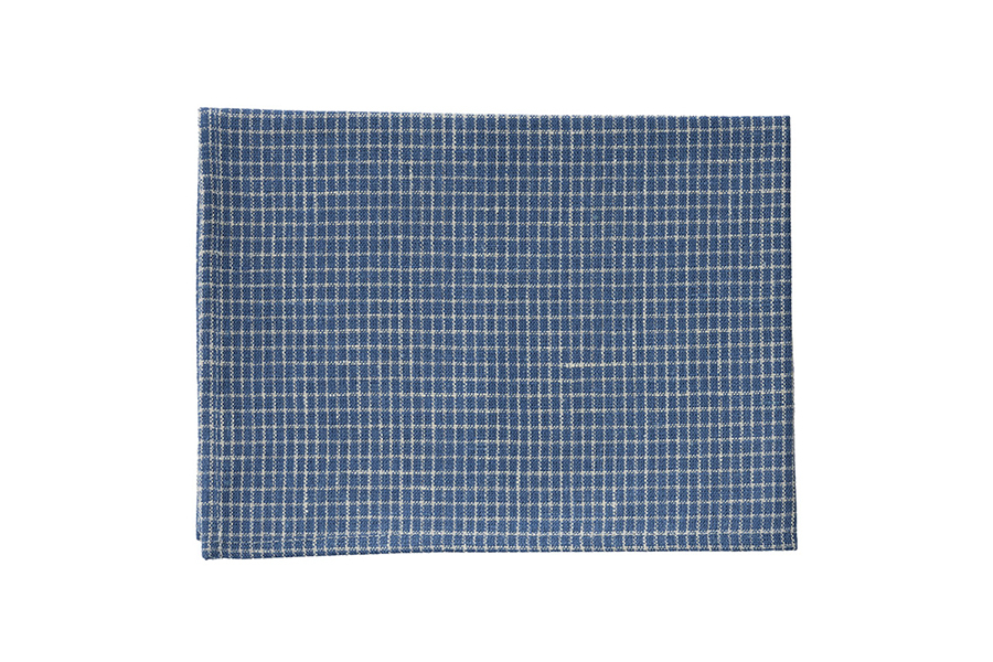 fog linen work - 亞麻抹布 / 深縹底白線小窗櫺格紋