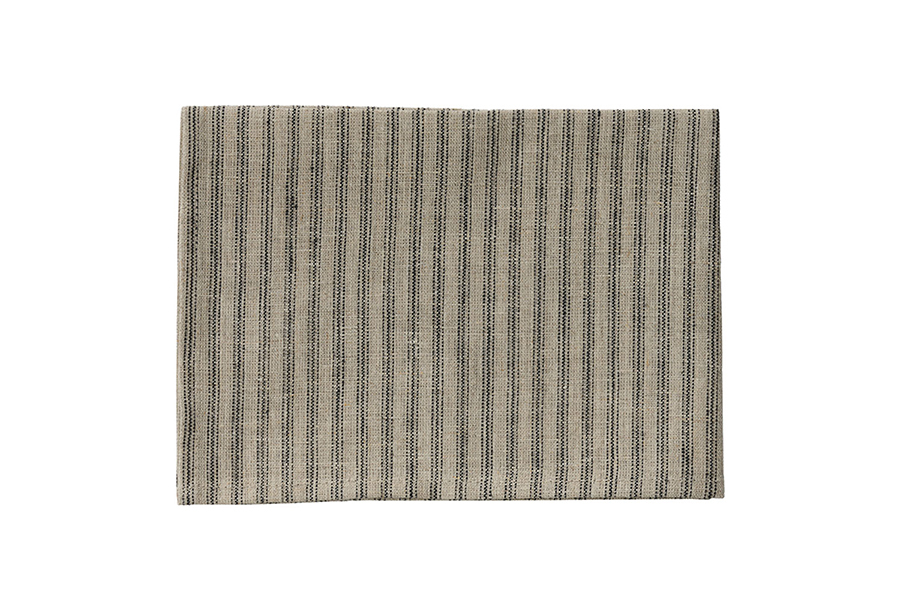 fog linen work - 亞麻抹布 / 百靈鳥灰底黑線三條紋