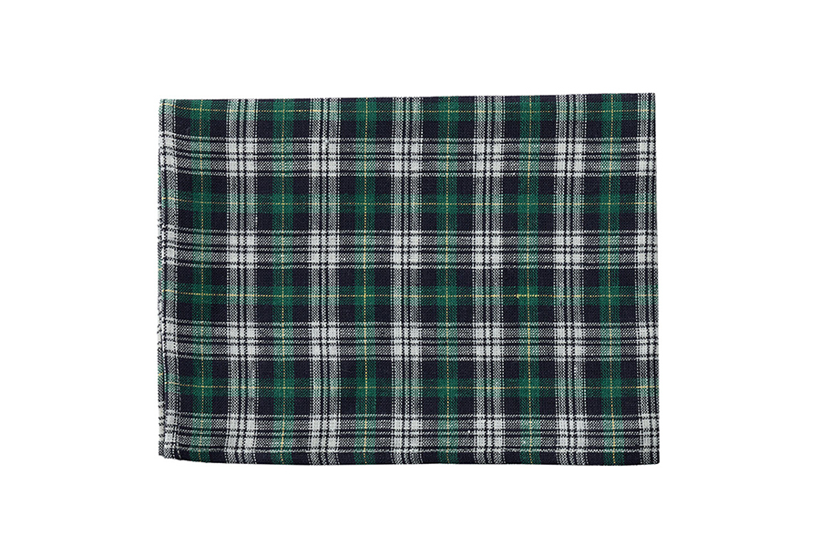 fog linen work - 亞麻抹布 / 海王綠底細黃線蘇格蘭格紋