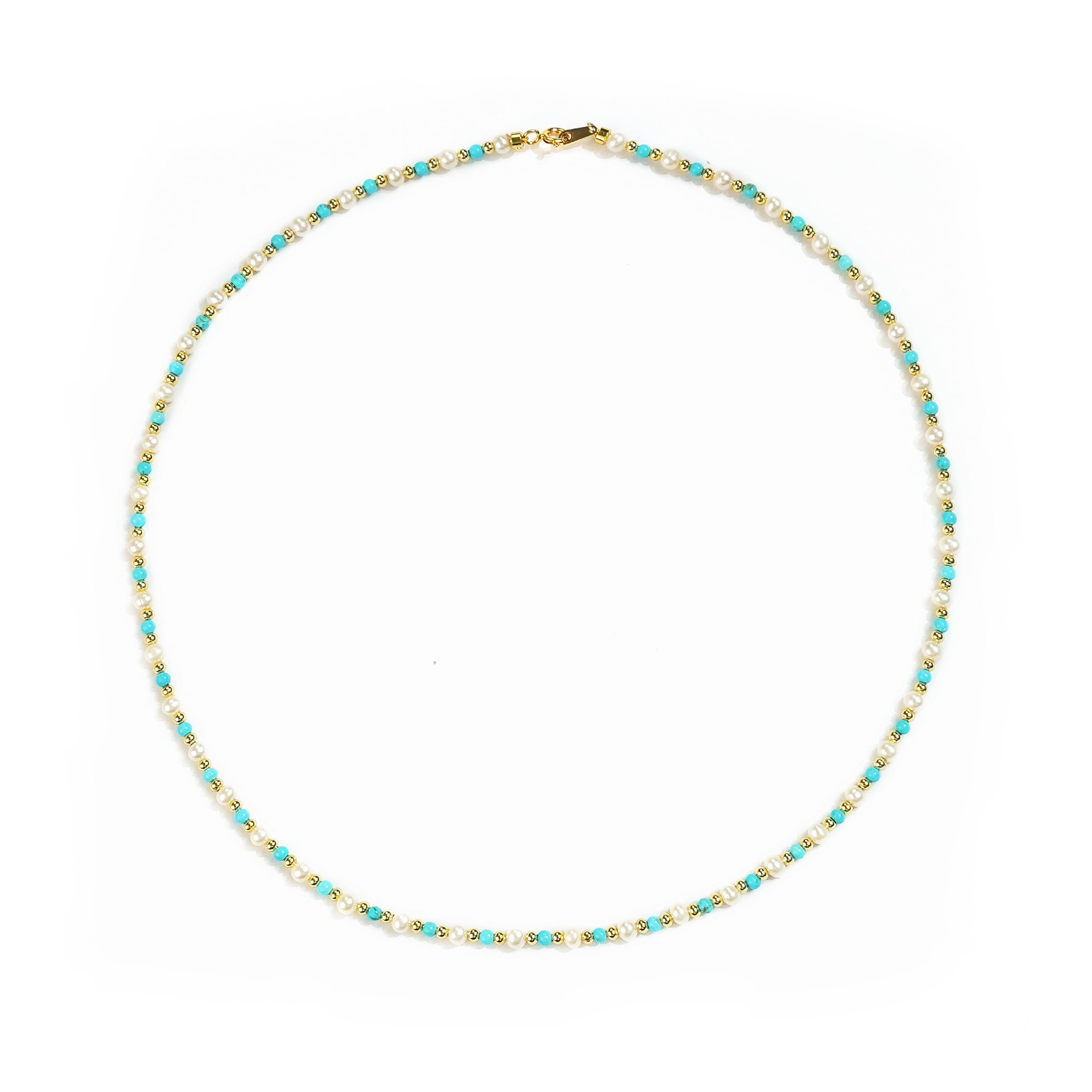 (EC82) 4-4.5MM天然淡水珍珠藍松頸鏈(S925) - #珍珠 #2004PE