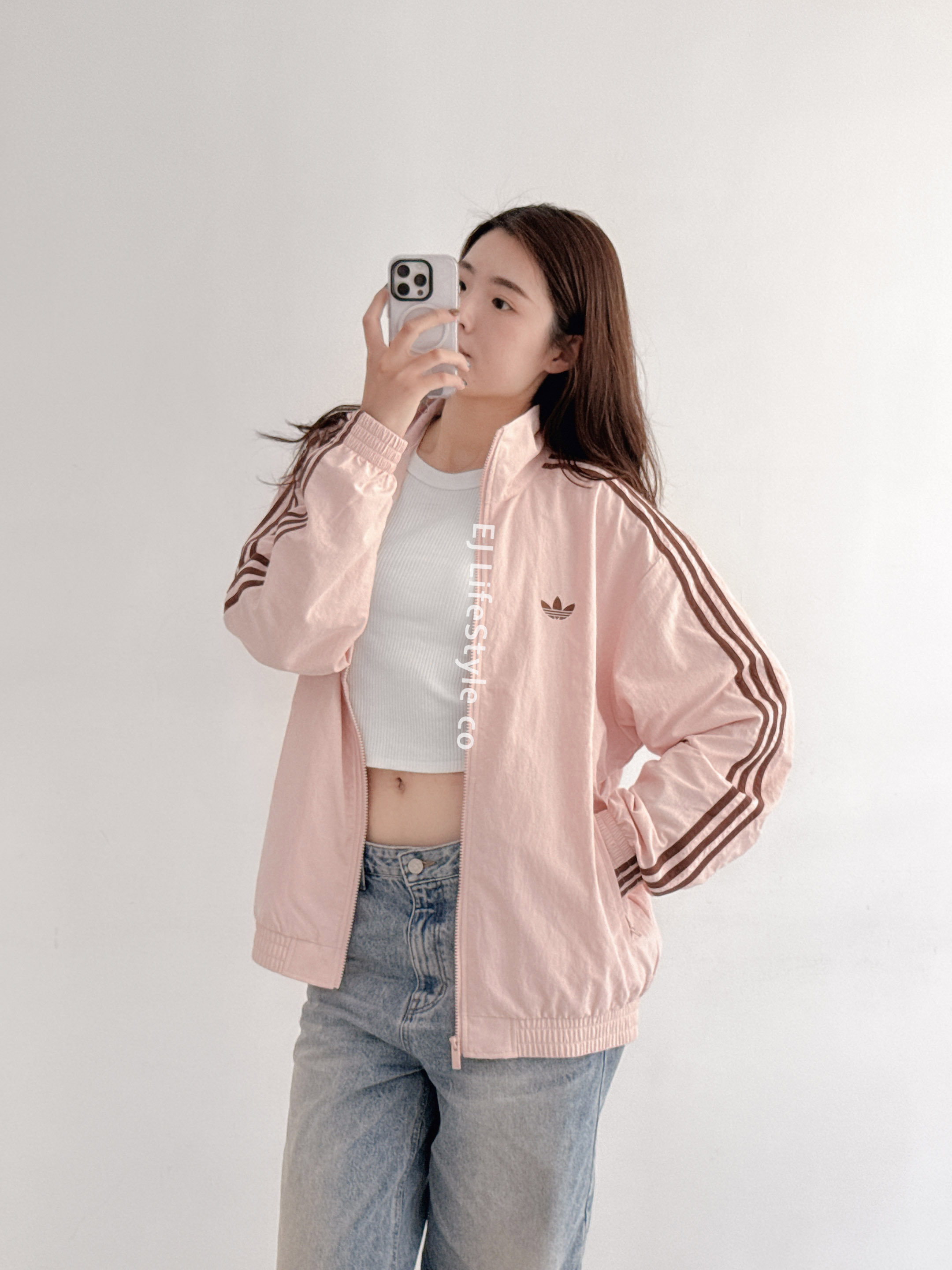 ADIDAS FIREBIRD TT 足球風 尼龍立領外套 三線 三葉草 珊瑚粉 女款 KQ9497 / 現貨