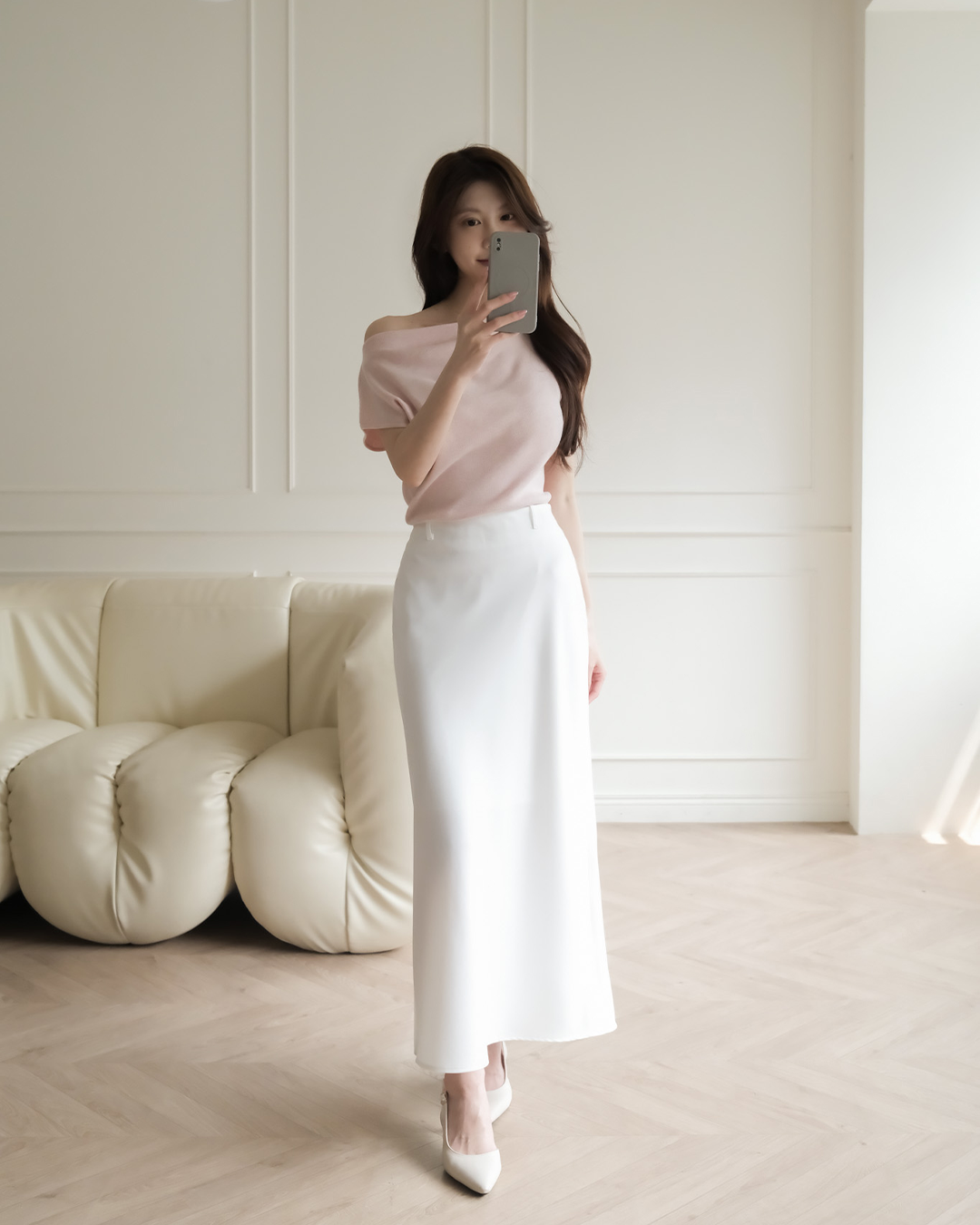 極簡顯瘦直筒長裙  ( 2 colors)