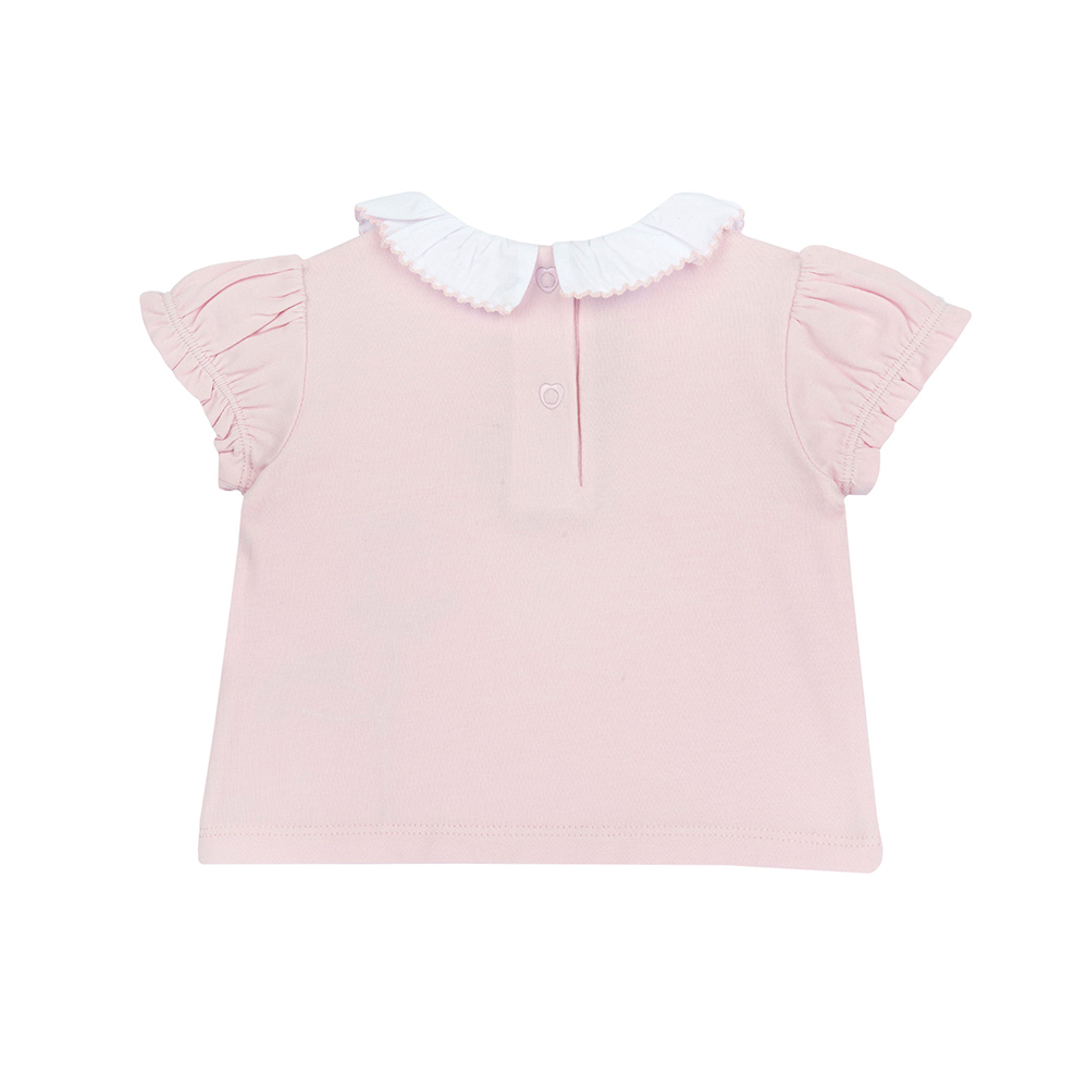 蝴蝶花園-荷葉領燙鑽短袖上衣