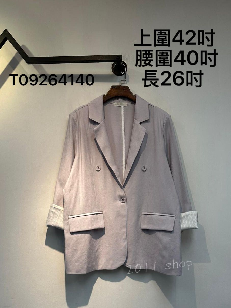 透薄麻質假口袋西裝款 上圍42吋  腰圍40吋 長26吋 T09264140