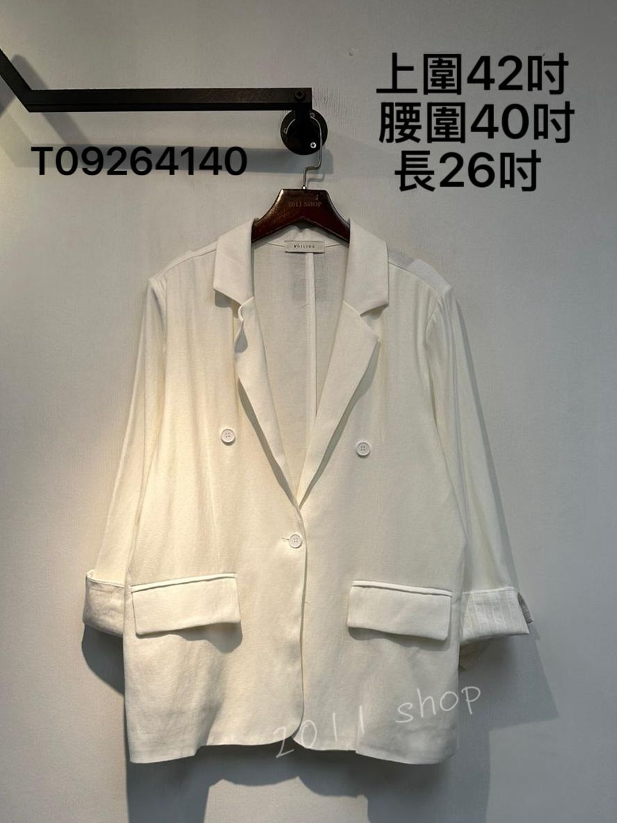 透薄麻質假口袋西裝款 上圍42吋  腰圍40吋 長26吋 T09264140