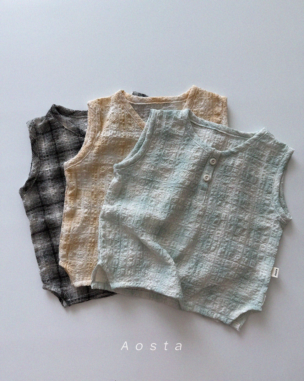 韓國🇰🇷Aosta 格紋皺皺背心(S-XXL)