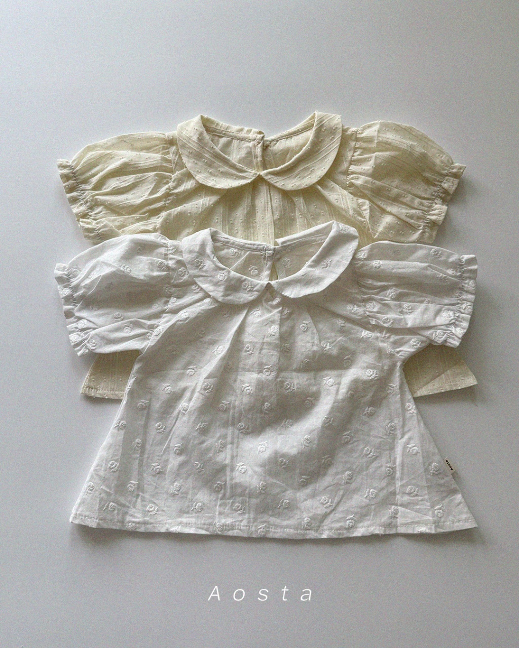 韓國🇰🇷Aosta 提花娃娃領澎袖襯衫(S-XXL)