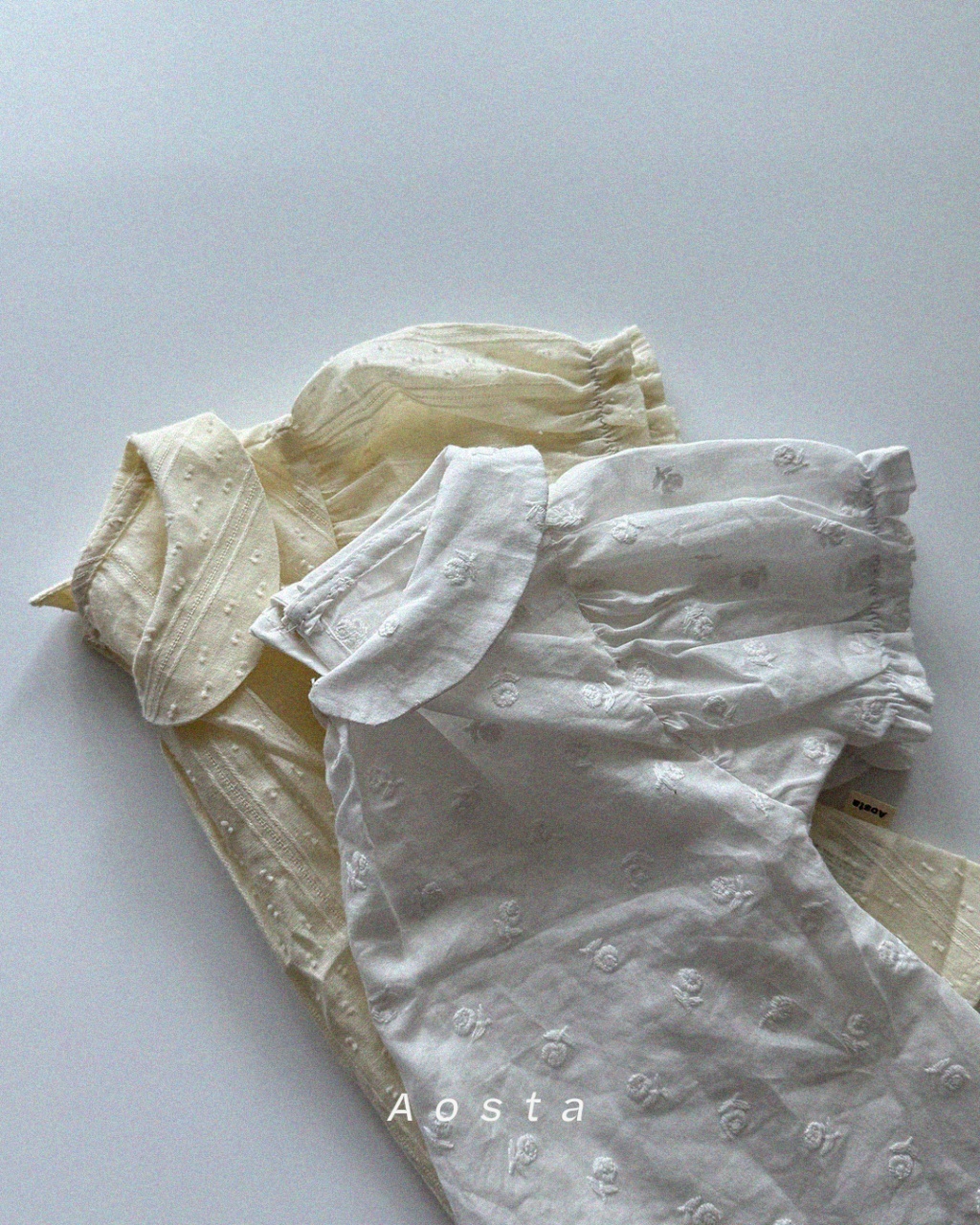 韓國🇰🇷Aosta 提花娃娃領澎袖襯衫(S-XXL)