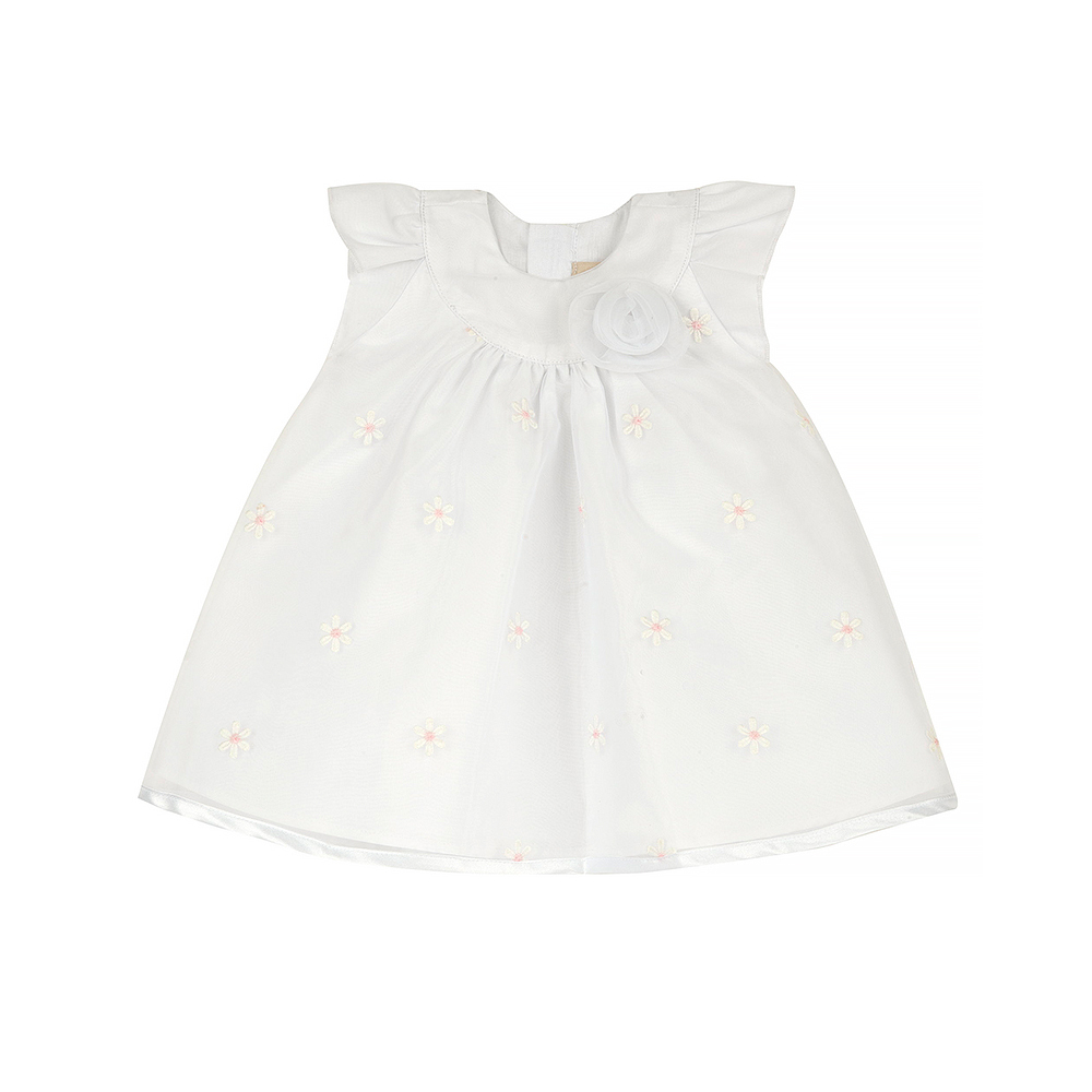 蝴蝶花園-網紗滿版繡花朵荷葉袖洋裝