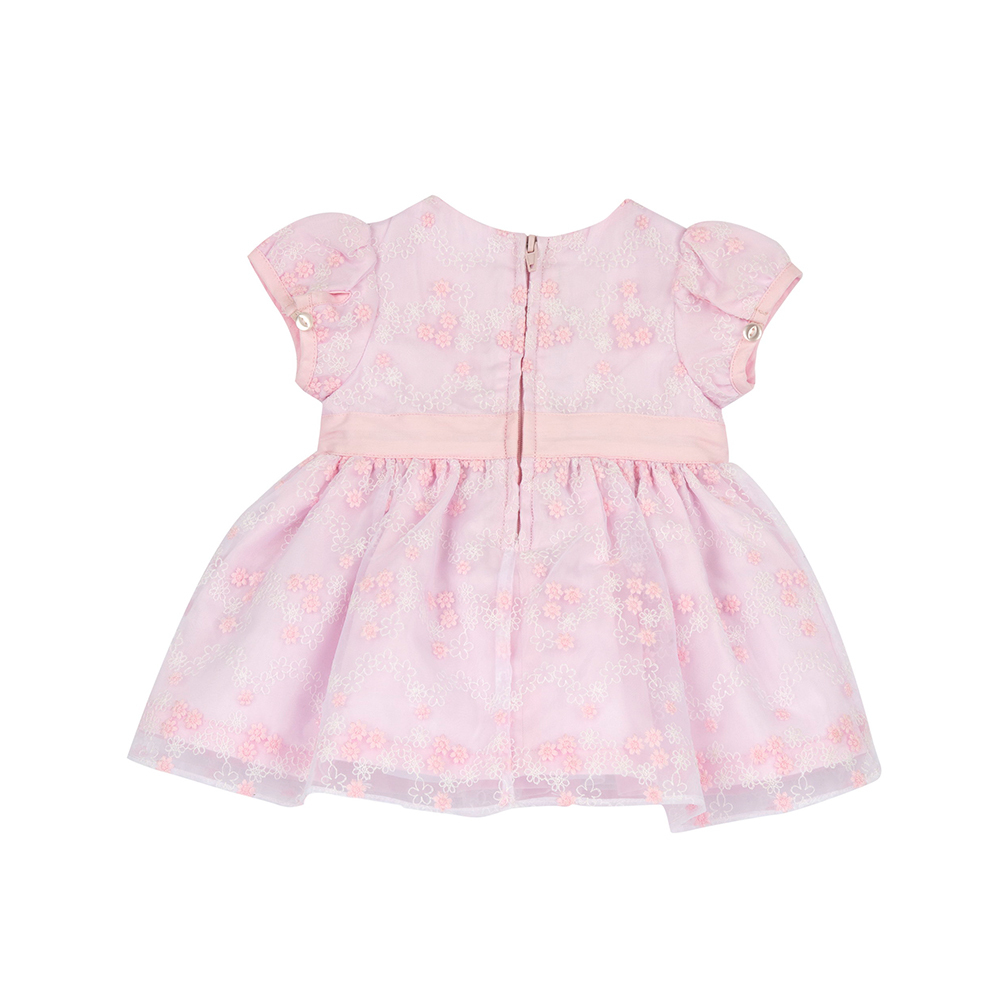 蝴蝶花園-網紗繡花布短袖洋裝