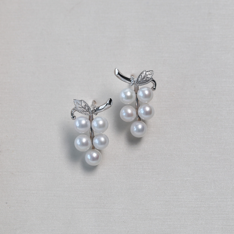 (EC89) 4-5MM天然淡水珍珠葡萄耳環(S925) - #珍珠 #2004PE