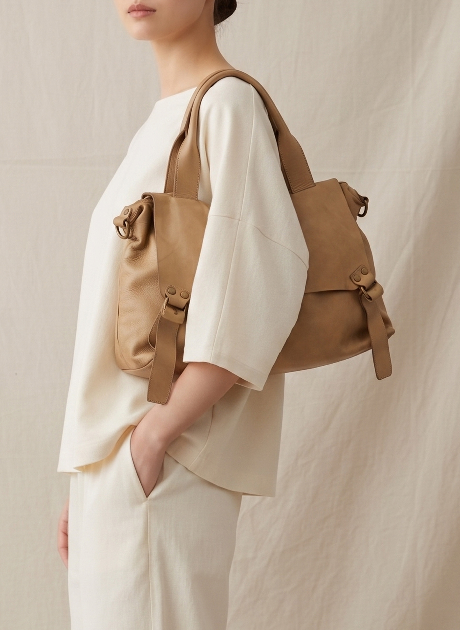 Ufficio 鞣革郵差包 卡其