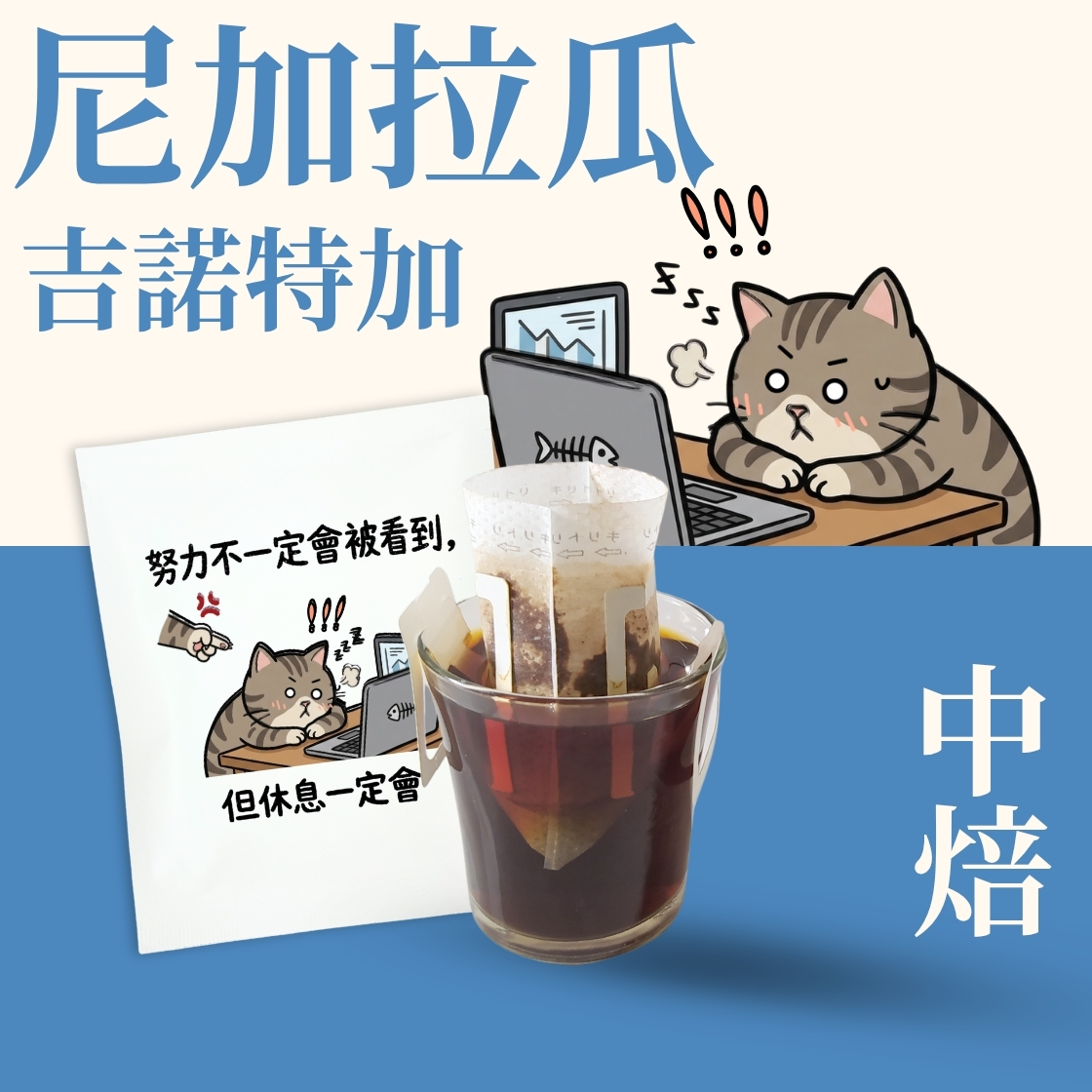 【職場語錄限定包裝】中焙｜尼加拉瓜 迷霧之城 吉諾特加 水洗處理法 濾掛耳咖啡包｜暖窩咖啡