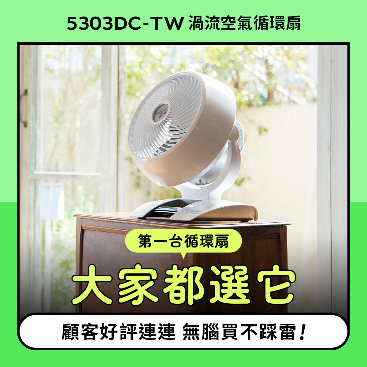 沃拿多VORNADO台灣總代理】5303DC-TW直流渦流循環扇｜省電80%・99段