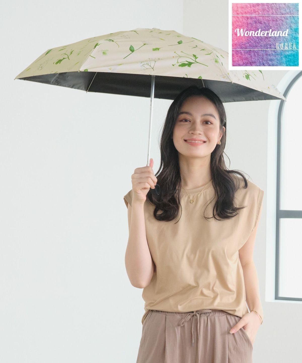 W19 W042219迷你印花藝術摺傘-米綠（200g）