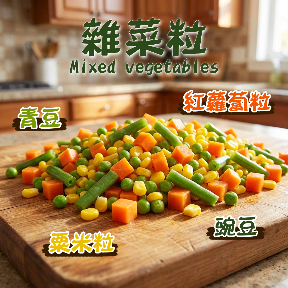 Dannka - 比利時雜菜粒(約350-400g)｜三色豆｜青豆｜豌豆｜粟米粒｜紅蘿蔔粒｜炒飯意粉｜簡易方便｜加熱即食 (急凍-18°C)