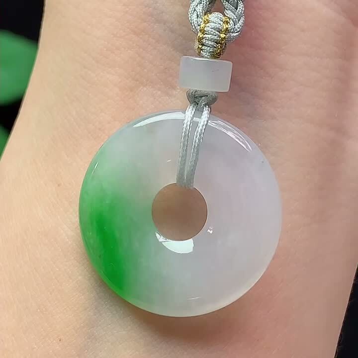 翡翠冰種飄綠平安扣 (25.9mm直徑),天然翡翠A玉, 緬甸玉, Jade, Jadeite