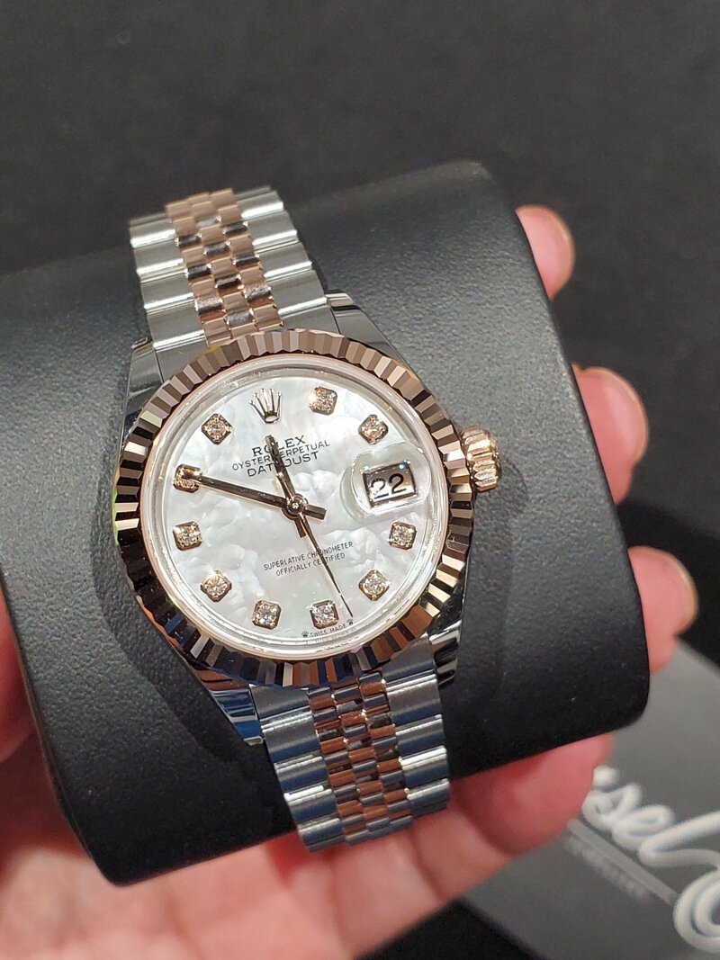 BRAND NEW ROLEX 279171 MOTHER-OF-PEARL DIAL WITH DIAMOND ROSE GOLD LADY-DATEJUST JUBILEE STRAP 28 MM