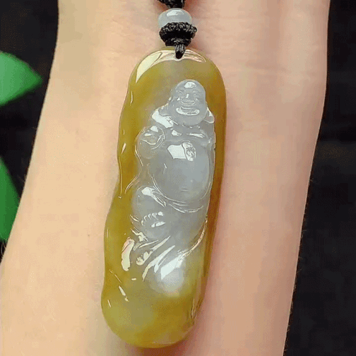 410333 翡翠黃翡佛牌