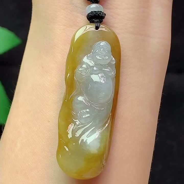 翡翠黃翡佛牌,天然翡翠A玉, 緬甸玉, Jade, Jadeite