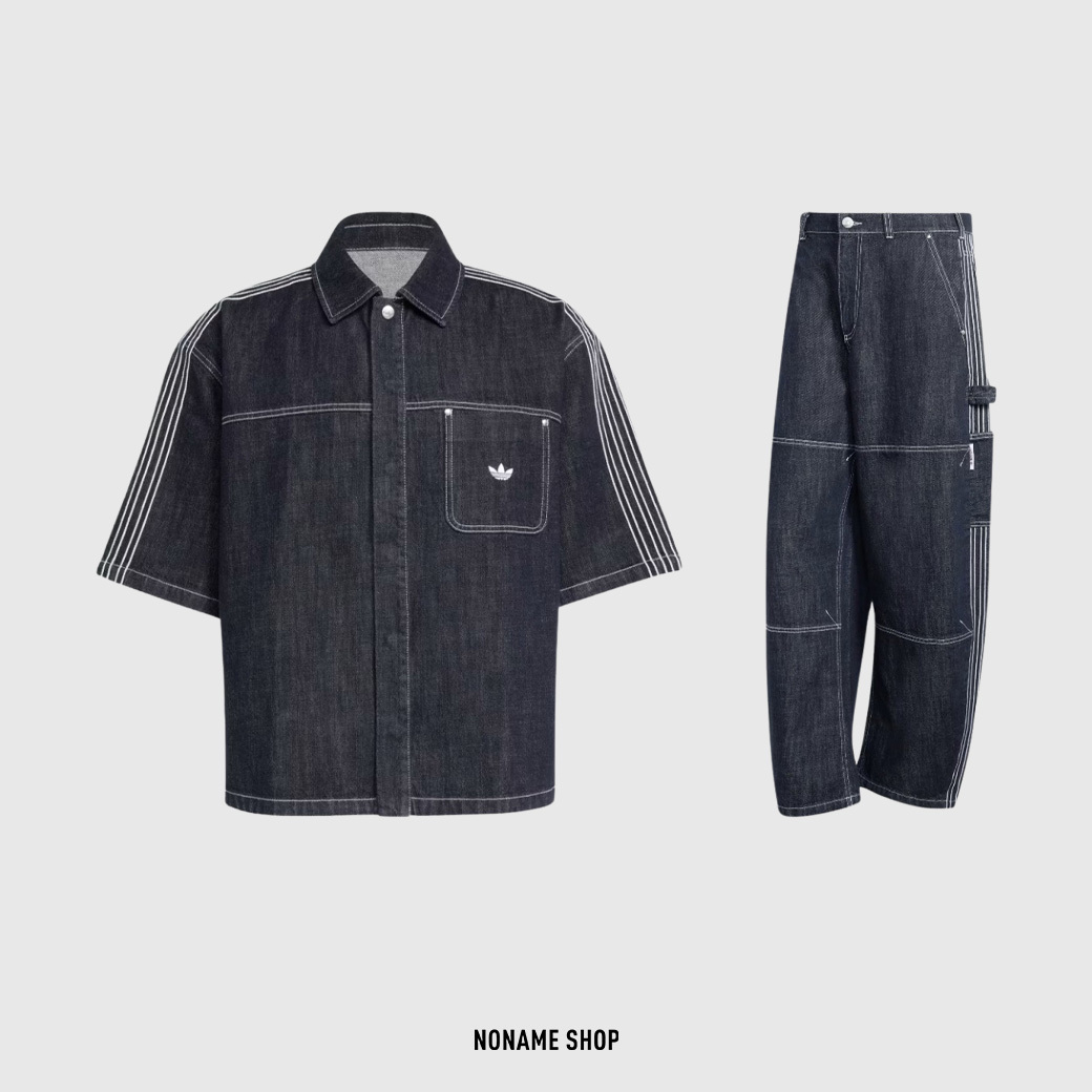ADIDAS ORIGINALS 丹寧 寬鬆 短袖襯衫/長褲 (男款)