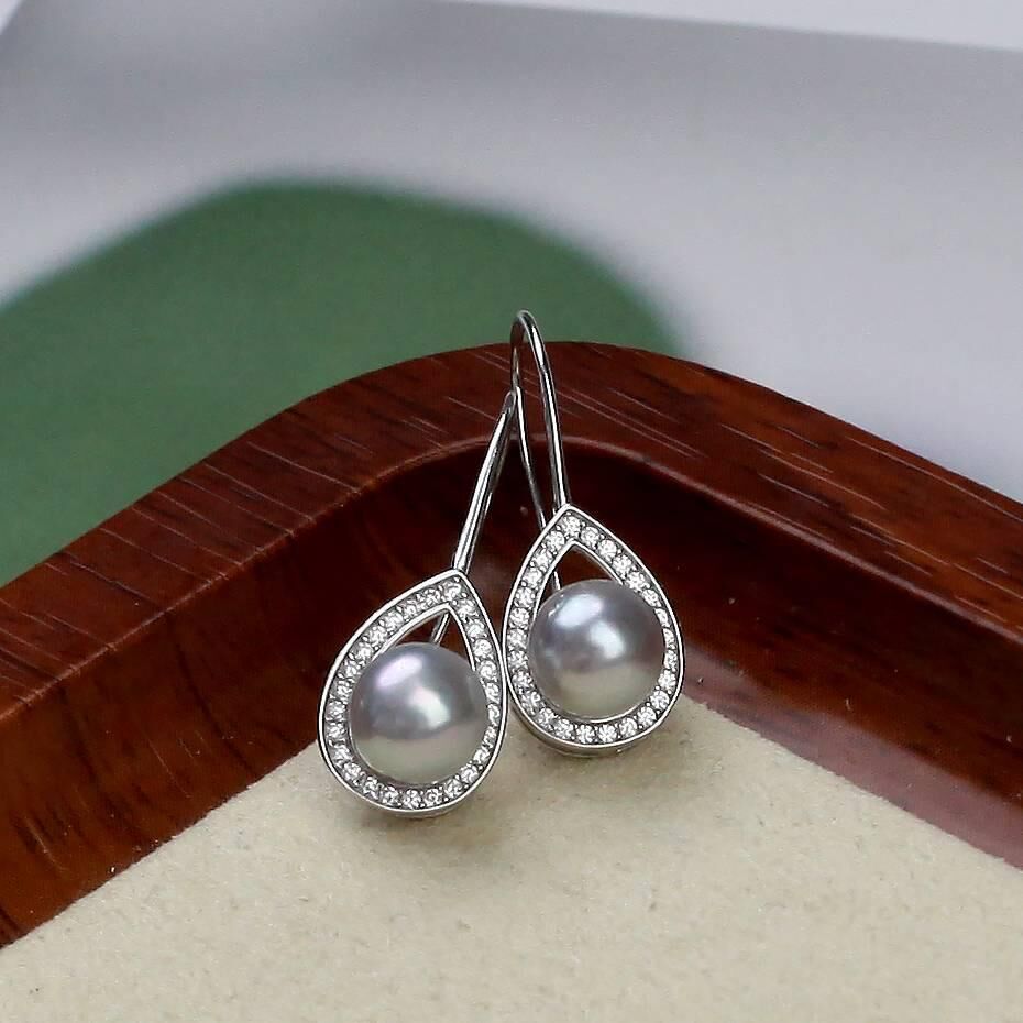 (EC100) 7-8MM天然海水真多麻珍珠耳環(S925) - #珍珠 #2004PE