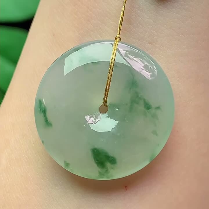 翡翠冰種飄花平安扣 (28.1mm直徑),天然翡翠A玉, 緬甸玉, Jade, Jadeite
