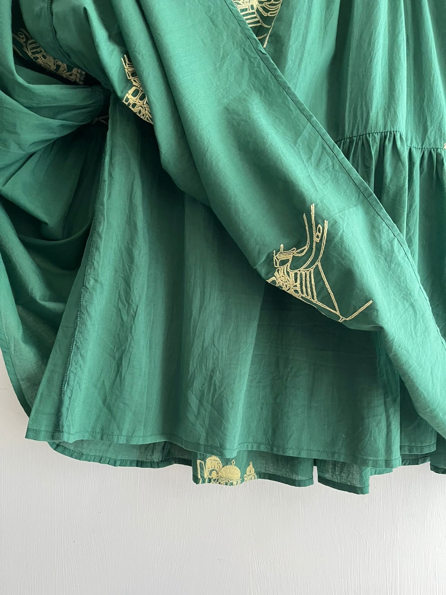 Kilki綠色刺繡全橡筋裙