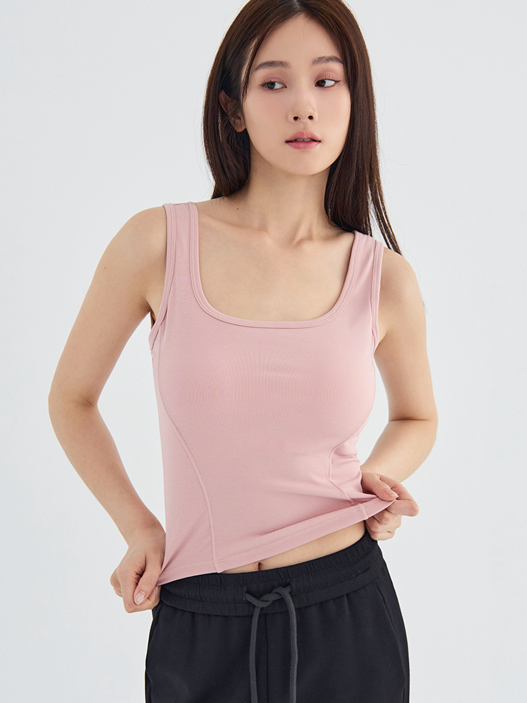 涼感寬肩帶胸墊修身背心18044（41.7%萊賽爾）