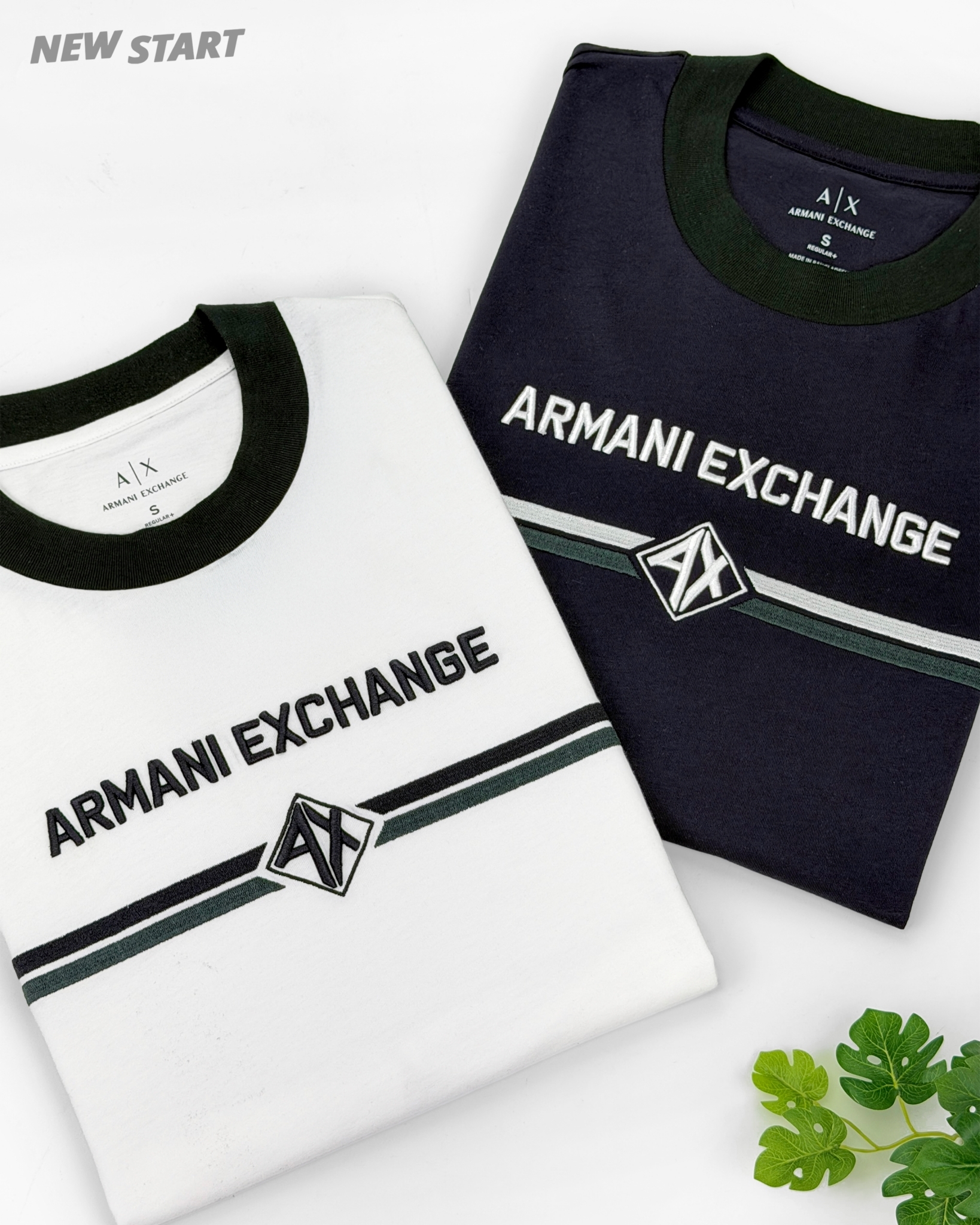 Armani Exchange AX 電繡橫條字母 寬版 短袖上衣 短T
