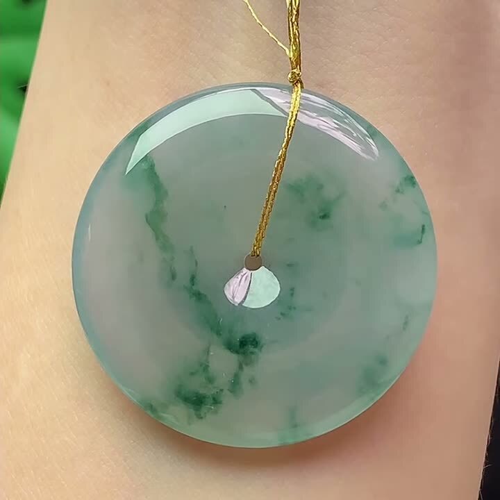 翡翠冰種飄花大平安扣 (34.6mm直徑),天然翡翠A玉, 緬甸玉, Jade, Jadeite