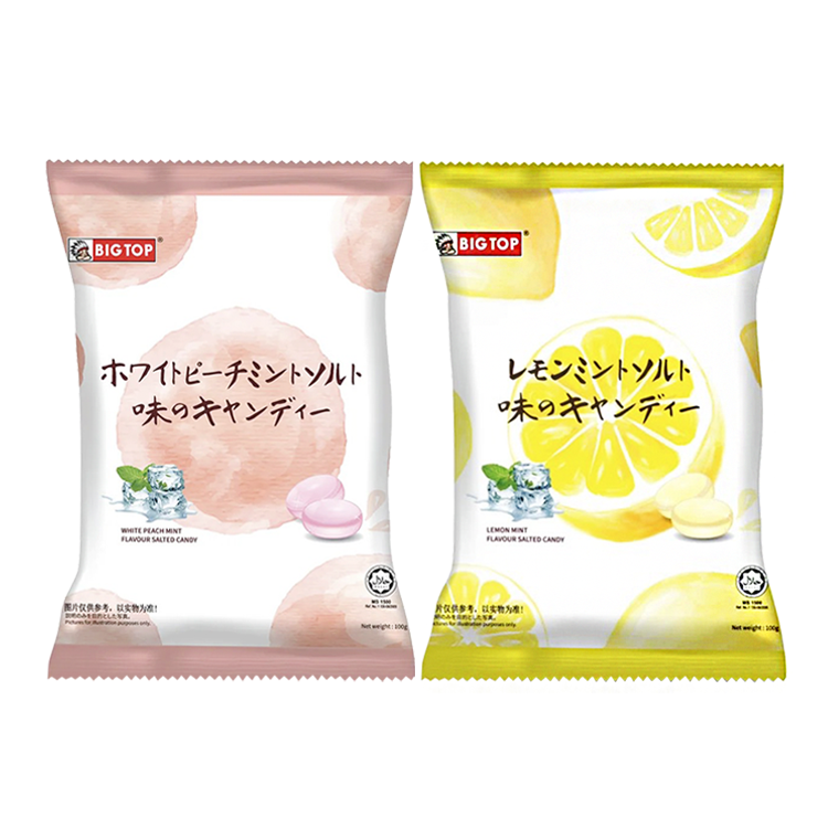 【BIG TOP】馬來西亞薄荷味鹽糖(100g)-柚香/水蜜桃 鹽糖 糖果 薄荷 薄荷糖 柚子 水蜜桃 馬來西亞 異國 食品 零食 點心