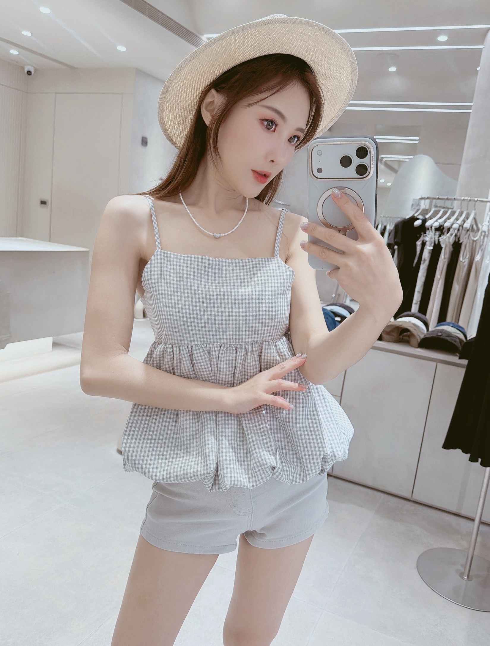 細肩雲朵泡泡棉麻背心