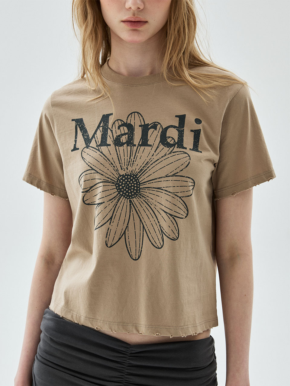 Mardi Mercredi SLIM TSHIRT FLOWERMARDI CRACKED DESTROYED