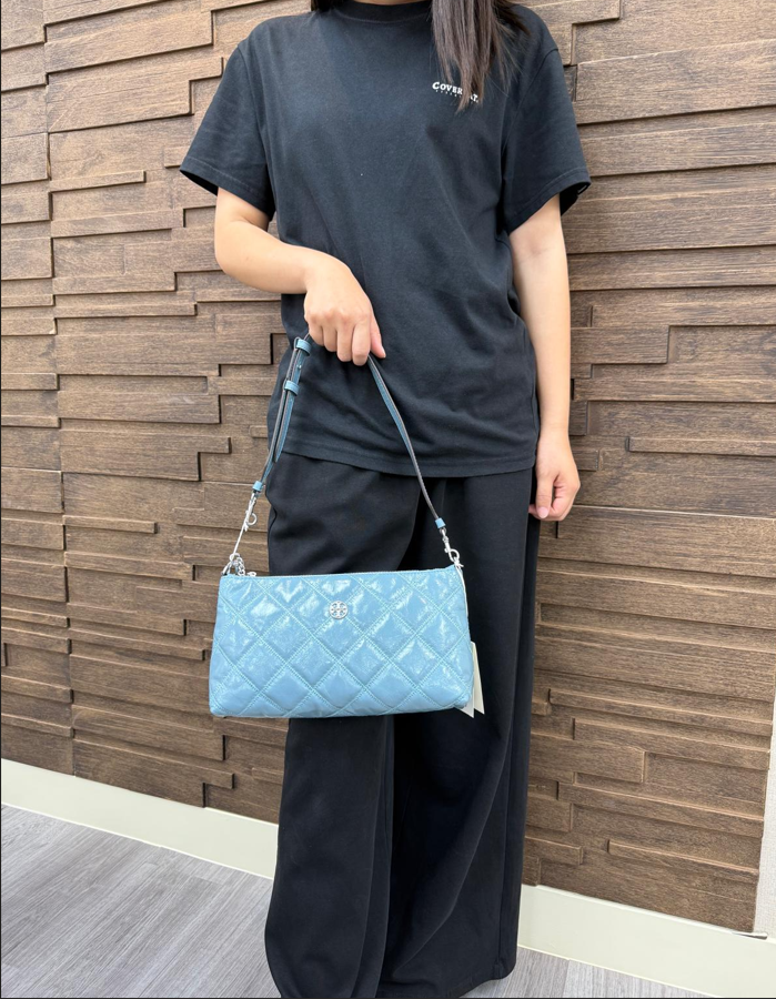 LYS02087 Tory Burch logo 菱格Willa 藍色單肩袋