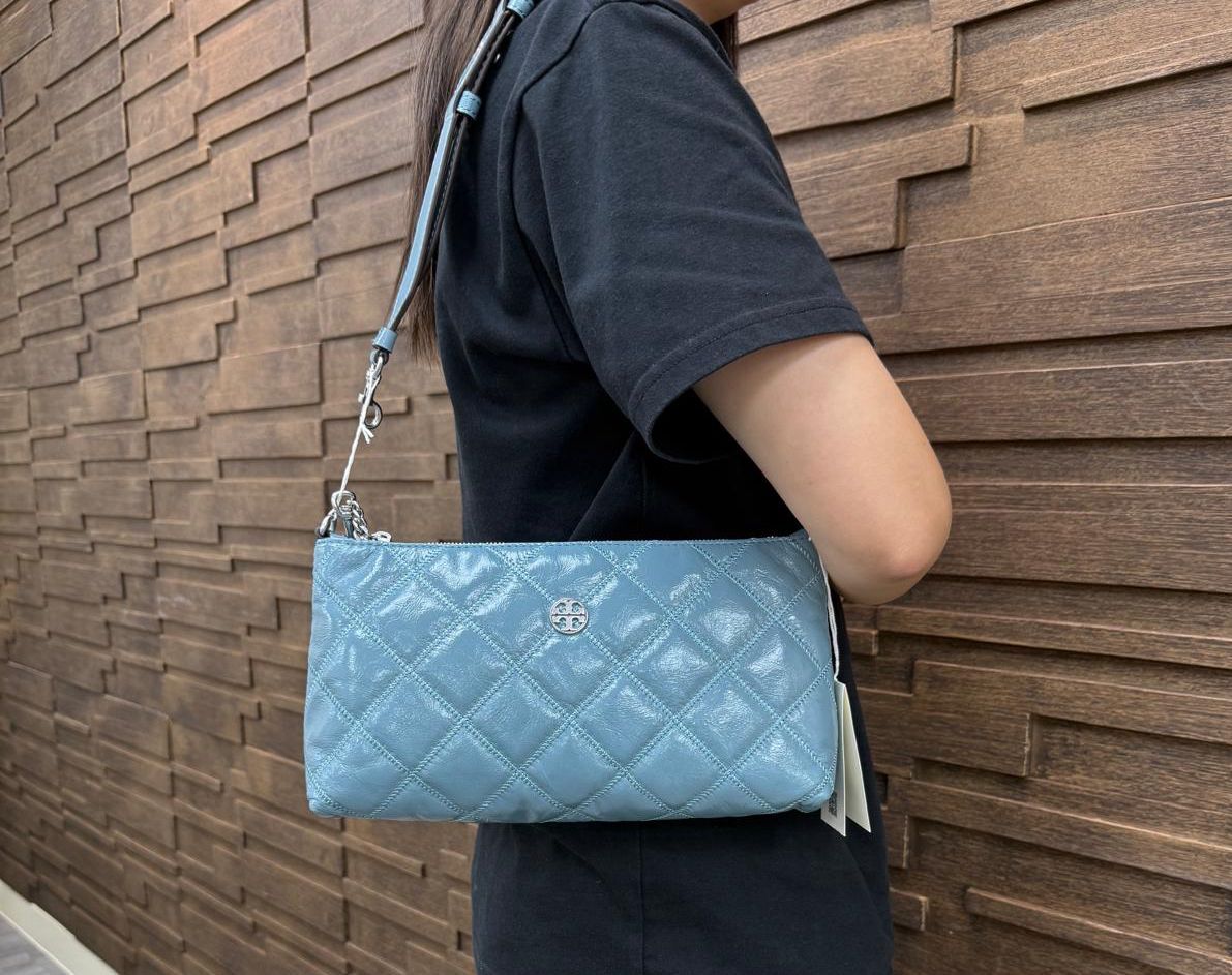 LYS01581 Tory Burch logo 菱格Willa 藍色單肩袋